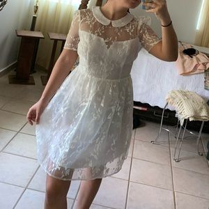 cute white collar dress!